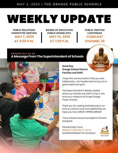 Superintendents Weekly Update for the Week of 5.2.25